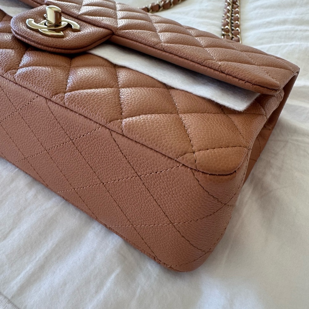 CHANEL Classic 11.12 Medium Double Flap in Camel Caviar Leather Gold Hardware - Picture 3 of 12